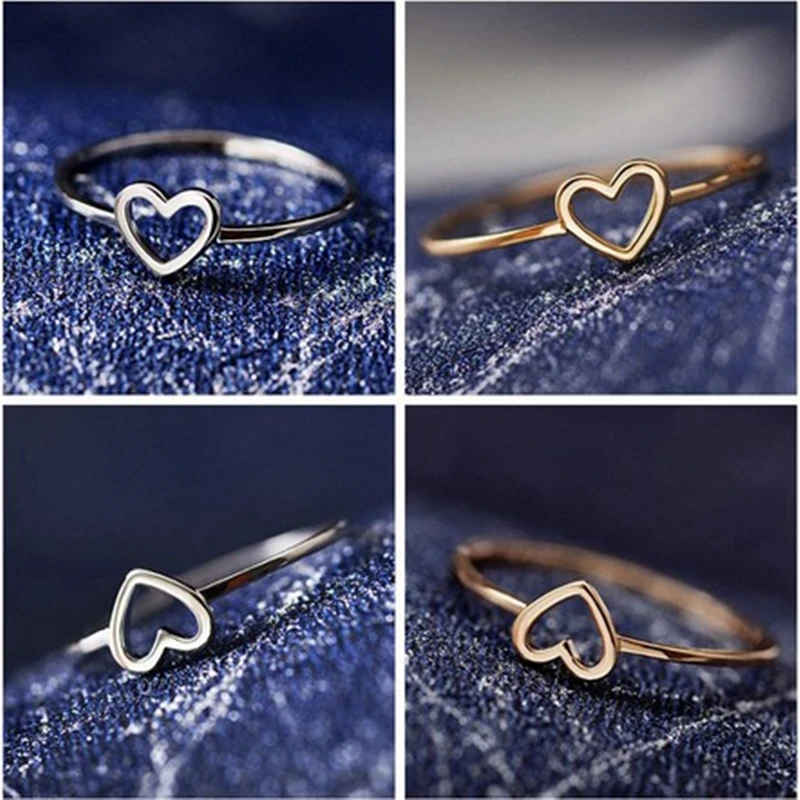 DoreenBeads Женская мода минималистский цвета: золотистый, серебристый Цвет полые, в форме сердца Свадебные кольца любовь кольцо на палец для лучших друзей, 1 шт