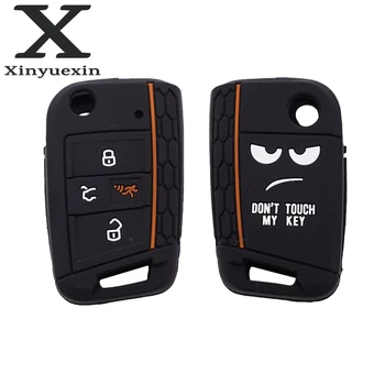 

Xinyuexin Dont Touch My Key 4 Buttons Silicone Car Key Cover Case for VW 2016 2017 Golf 7 ALLTRACK MK7 for Skoda Octavia A7