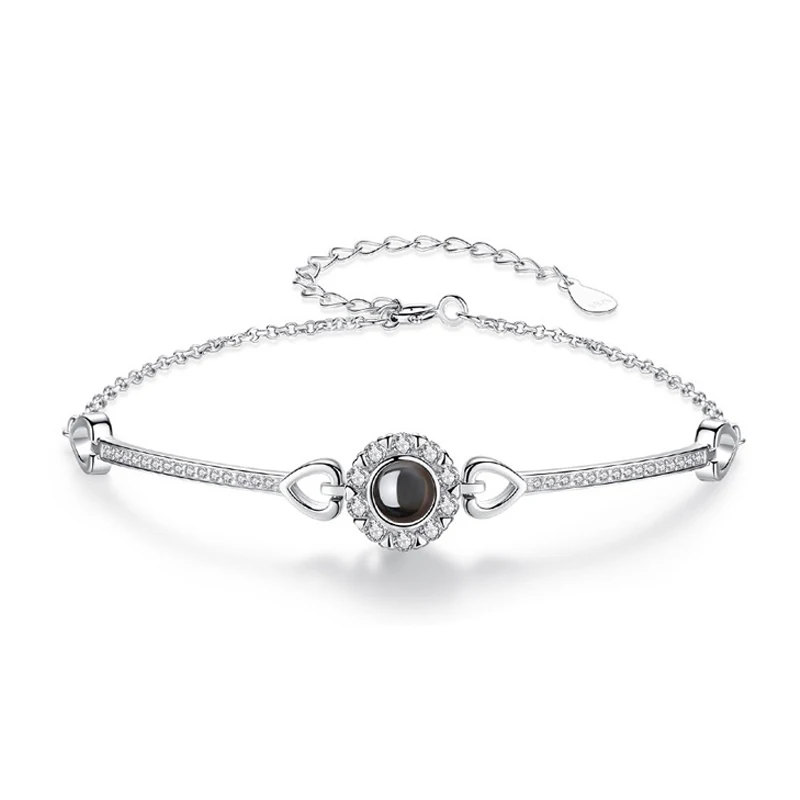 Женские браслеты Love Angel Eye из стерлингового серебра S925 пробы на 100 языках с