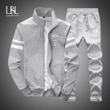 Спортивный костюм на молнии, Мужская толстовка+ спортивные штаны, комплект, бренд, Осень-зима, 2 шт., воротник-стойка, флисовый, в стиле пэчворк, повседневный костюм для мужчин