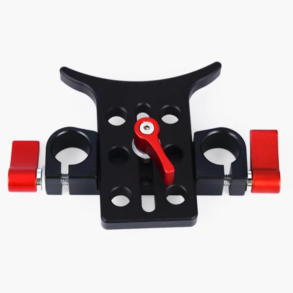 

Adjustable digital camera lens support system with 15mm rail rod clamp system for dslr