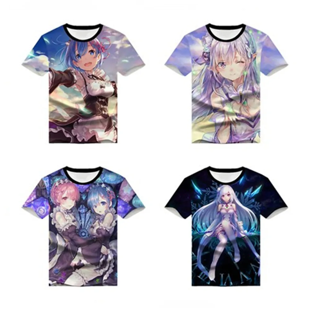 Re:Zero kara Hajimeru Isekai Seikatsu футболка аниме Эмилия Рем маскарадная студенческие топы с