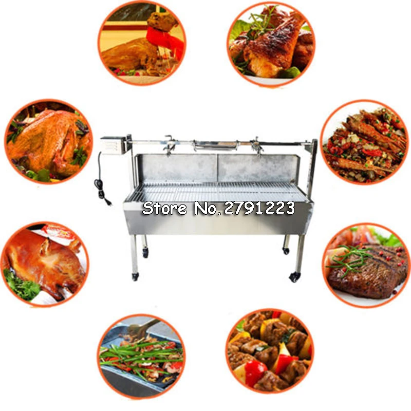 

35" Stainless Steel BBQ Pig Goat Chicken Spit Roaster Multifunctional Electric barbecue grill convention with Windshield 220V