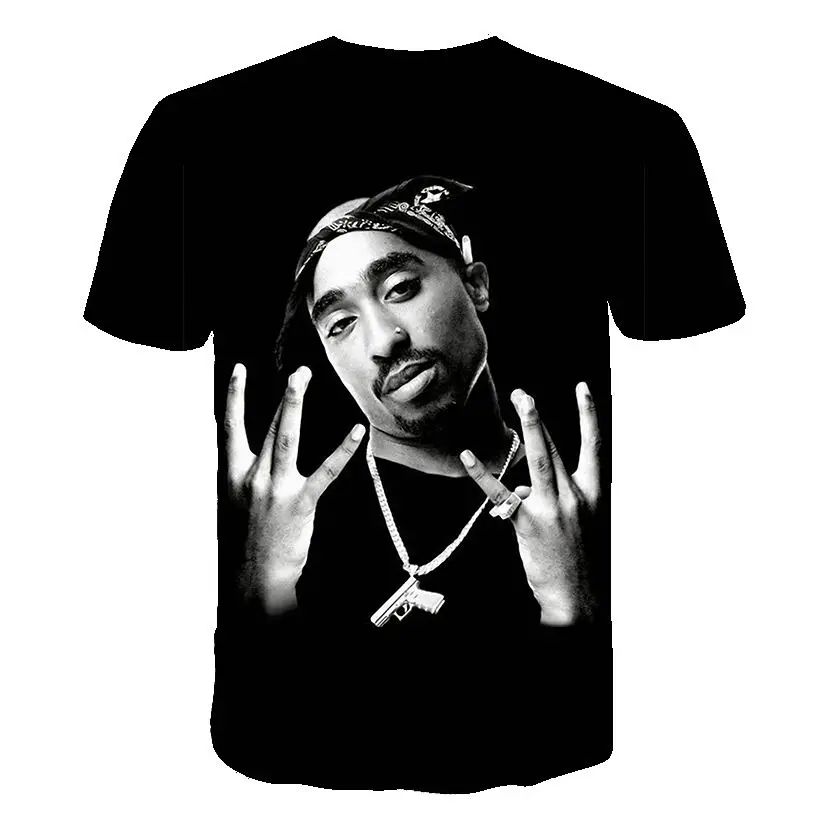 Новая летняя модная мужская и женская футболка Rapper 2pac Tupac 3d принт хип-хоп футболка s Повседневная крутая футболка для мужчин размера плюс 5XL