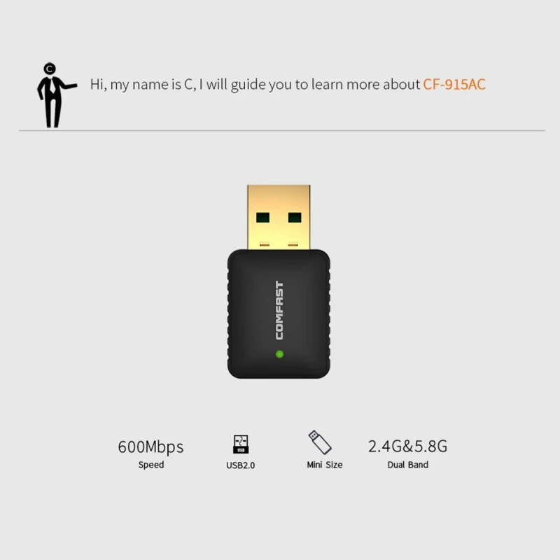 600 м беспроводная сетевая карта COMFAST 915AC двухдиапазонный AC USB настольный компьютер wifi приемник передатчик