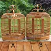 Jaula pájaros de bambú hecha a mano para decoración del hogar, ornamento colgante, nido de alimentación, para exteriores ► Foto 3/4