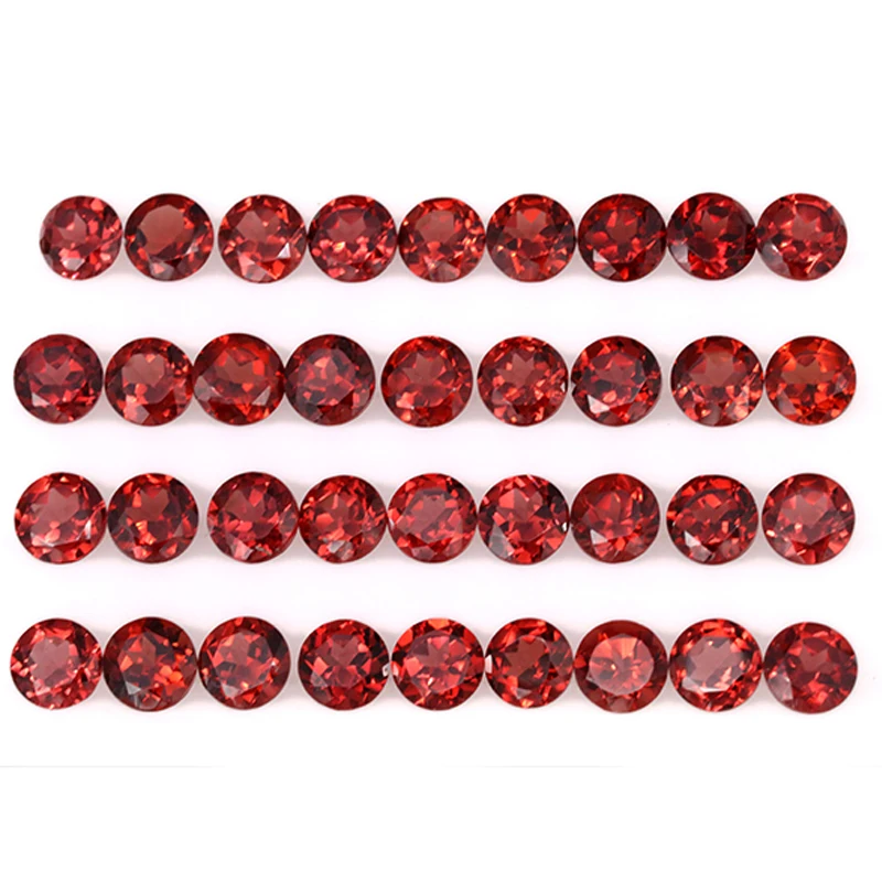 Natural red garnet in 5mmX5mm round cut for jewelry making,high quality DIY loose gemstone deep red color fire with high quality