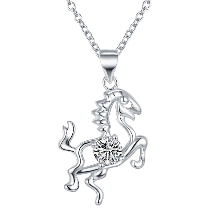 

classic horse High quality silver Fashion jewelry chains necklace pendant 2 color WN-767