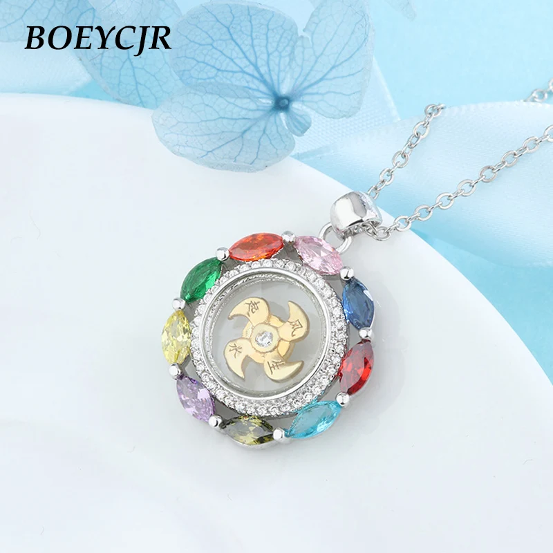 

BOEYCJR Colorful Rhinestone Novel Rotating windmill Lucky Energy Pendant & Necklace for Women 2019