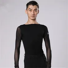 Сексуальные латинские танцевальные рубашки для мужчин черный сетчатый рукав топы Одежда для мужчин Болливуд Профессиональный стандартный бальный зал индийское платье