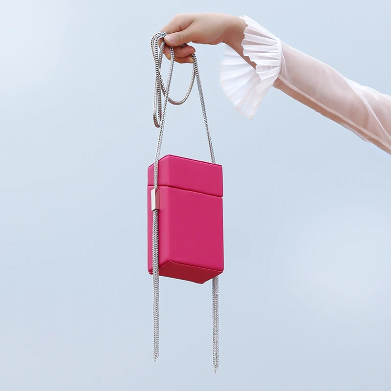 

Trend Style Silver Fringe Box Pu Leather Cigarette Box Square Bags Shoulder Bag Tote Crossbody Mini Messenger Bag Flap