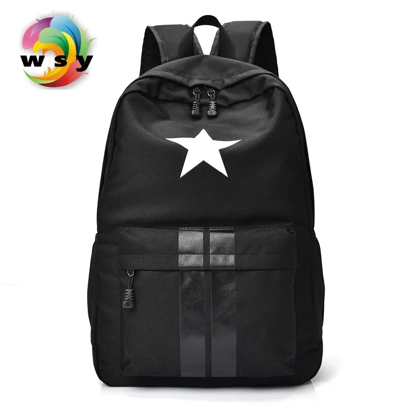 

Star & strips printing canvas backpack Contracted joker preppy style school backpack Portable large capacity travel backpack