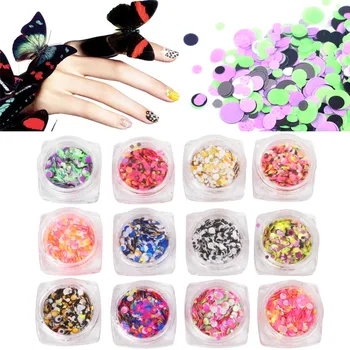 

MISS ROSE Nail Art Glitter Sequins Candy Color Round DIY Decoration Rhinestone Mixed Colored 12Bottles