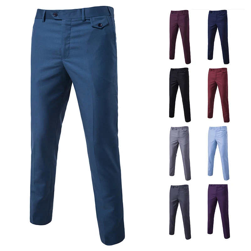 Black Men Dress Pants Slim Fit Spring Autumn Mens Work Suit Pants