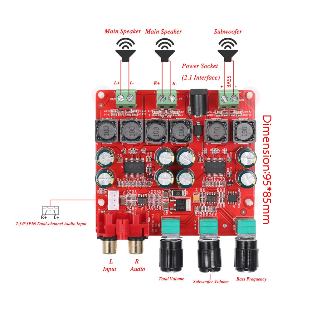 Tpa3118 2.1 канальный цифровой стерео сабвуфер Мощность Усилители домашние доска 2*30 Вт + 60 Вт dc12v-26v