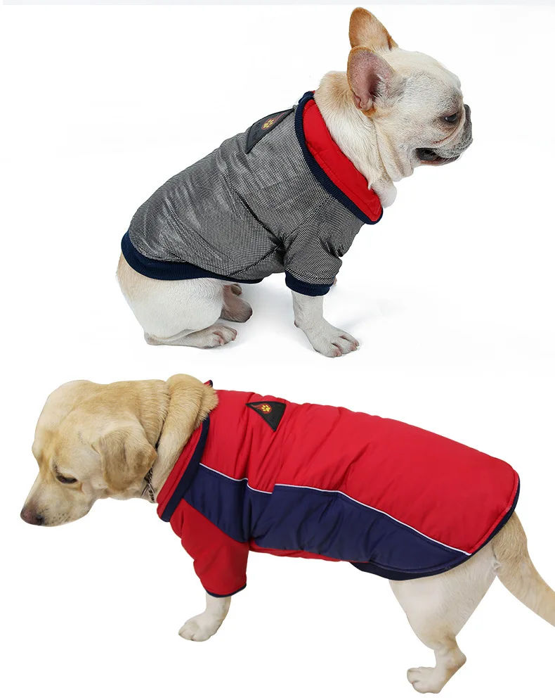 Высококачественная Водонепроницаемая зимняя одежда для собаки теплая куртка жилетка, одежда для домашних животных Двусторонняя одежда Одежда для собак для маленьких средних и больших собак - Цвет: Красный