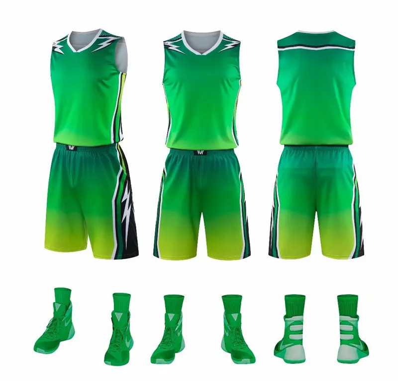 Мужская майка Баскетбольная одежда высокого качества, спортивные костюмы для колледжа, дышащая баскетбольная форменная одежда с принтом - Цвет: 1750 green