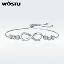 WOSTU Лидер продаж модный белый золотой цвет любовь браслет со знаком бесконечности для женщин брендовые ювелирные изделия для влюбленных новогодние подарочные браслеты SDTB037