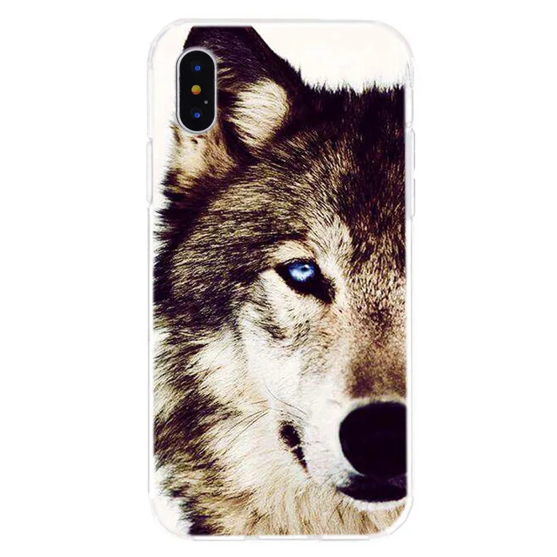 Модный Забавный динамический чехол для телефона с животным волком iPhone 8 7 6 S Plus XS XR