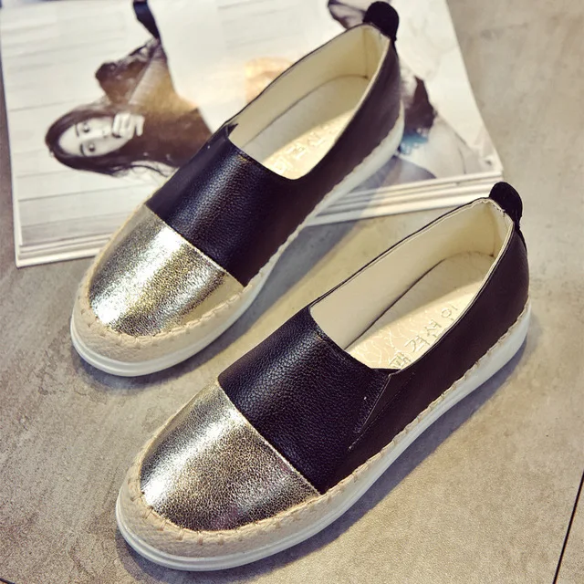 Женская обувь на плоской подошве из искусственной кожи 2019 Весна Лето туфли на плоской подошве женские Римский стиль слипоны повседневные