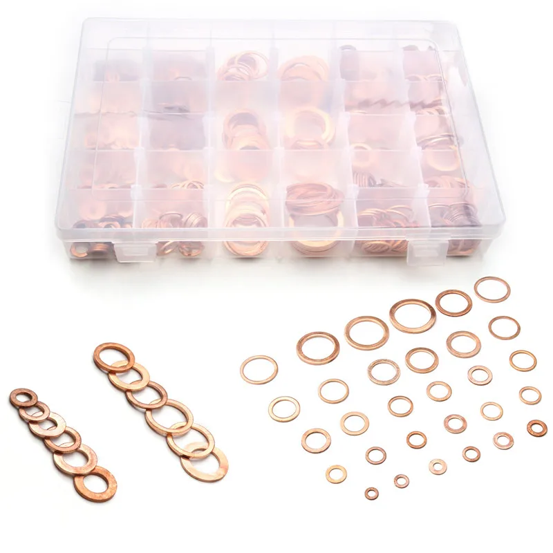 568PCS Solid Copper Crush Washers M6/8/9/10/12/14/16/18/20/22/24/26/28