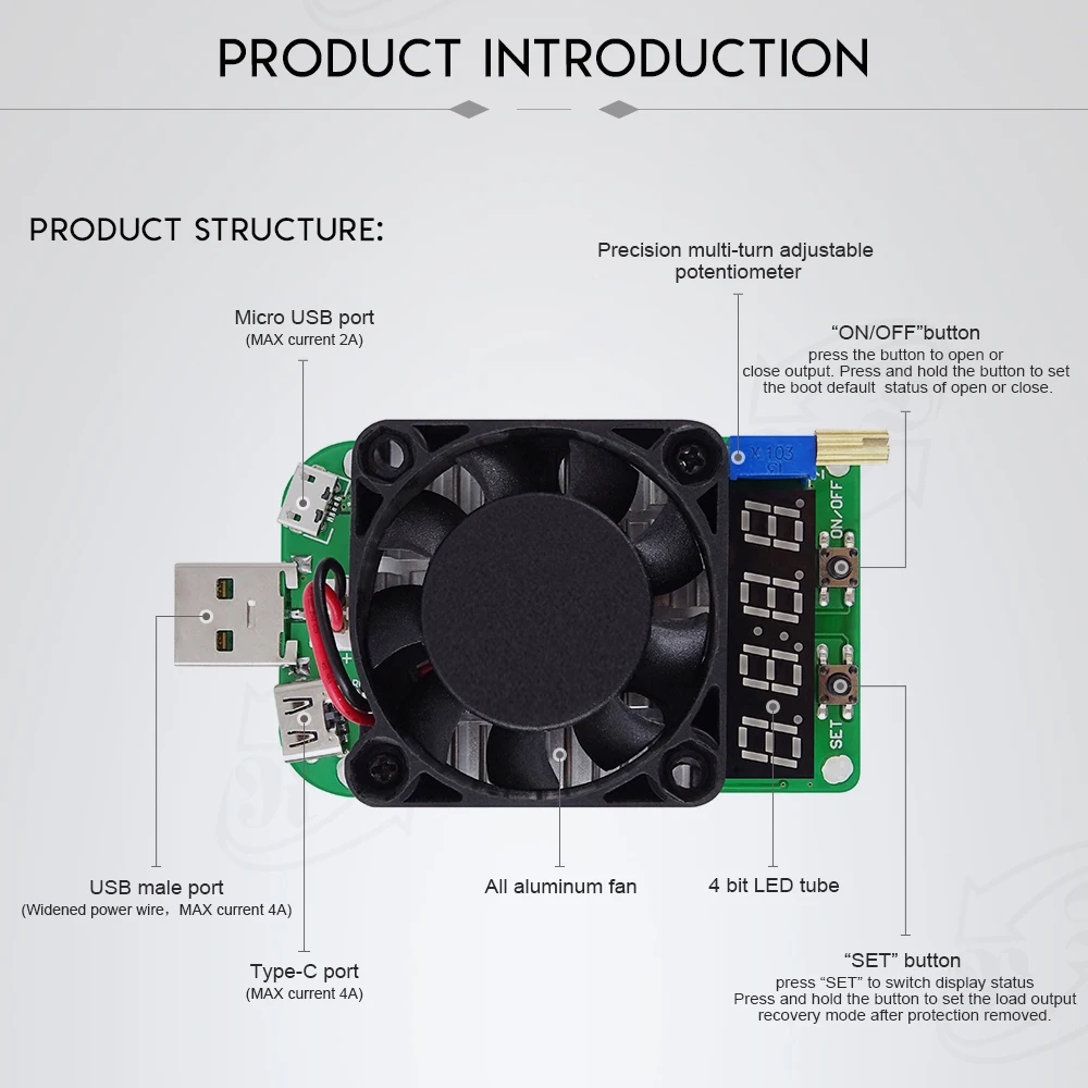 LD35 USB Интеллектуальная защита регулируемый постоянного тока Электронные нагрузки вольтметр старения усилитель сопротивление