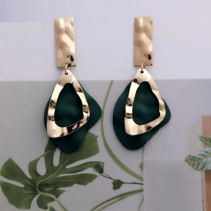 New fashion exaggerated Big Earrings for Women Geometric Leaf Earrings Golden women Jewelry Party Gift Wholesale - Image 5