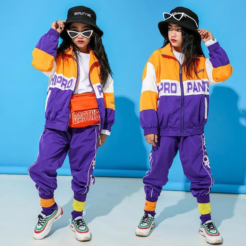 Детская одежда для бальных танцев в стиле хип-хоп; Одежда для девочек и мальчиков; костюмы для джазовых танцев; куртка; штаны для бега; уличная одежда