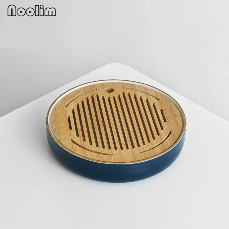 Керамический круглый поднос для чая китайские корзины ручной работы хранения