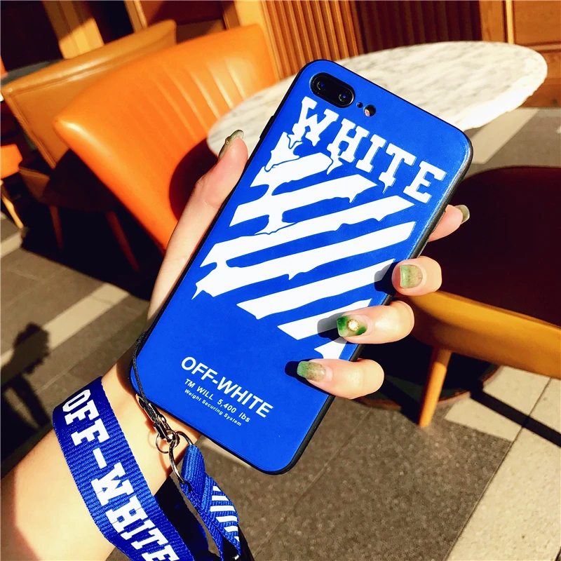 Electronics - Off Twill Lanyard Soft Black Tpu Phone Case for IPhone X XR XS Max 8 7 6 6S Plus White Back Cover Offwhite