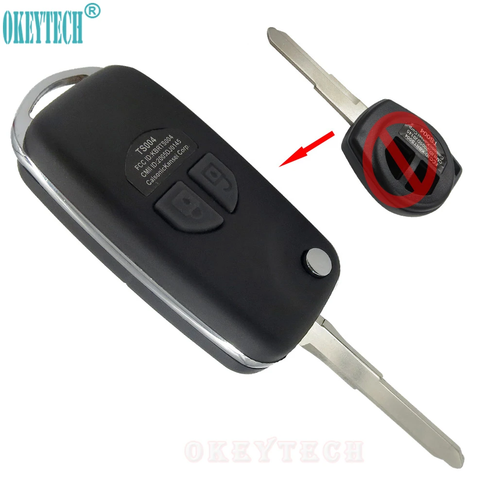 OkeyTech New Styling Modified Flip Folding Remote Car Key Case Shell for SUZUKI SX4 Swift 2 Buttons Auto Replacement Fob Cover