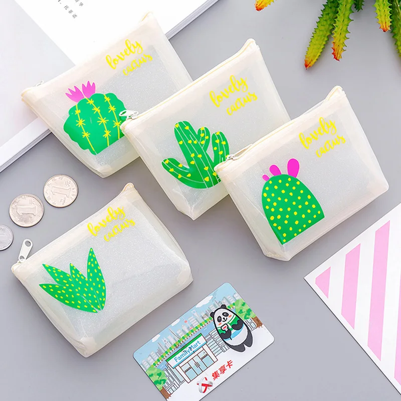 

1Pcs Desk Set Waterproof Coin Purses Small Cute Cactus Card Holder Key Bag Money Colors Bags for Girls Ladies Purse Kids School