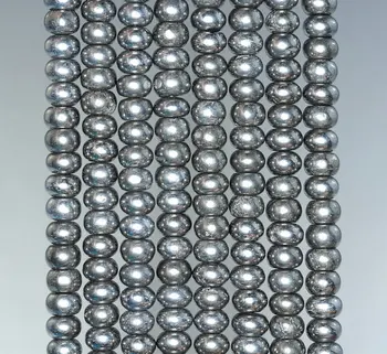 

6x4mm Titanium Silver Iron Pyrite Gemstone Rondelle Loose Beads 7.5 inch Half Strand (90183783-404)