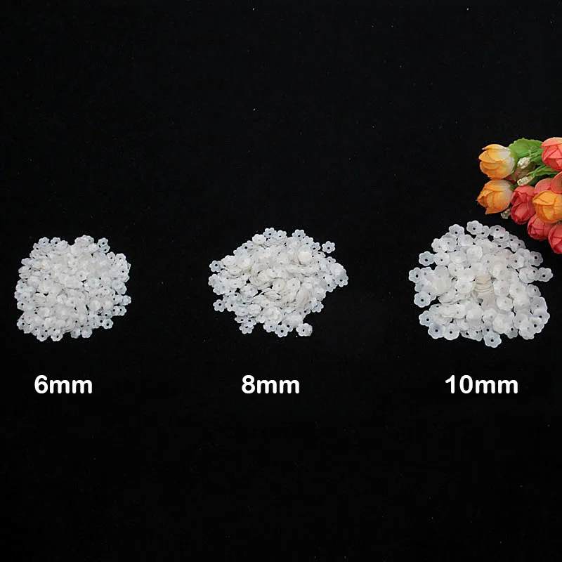 

6mm 8mm 10mm Matte White Plum 3D Flower Cup Sequins for Diy Jewerly Crafts Sewing Wedding Craft Women Garments Accessories 20g