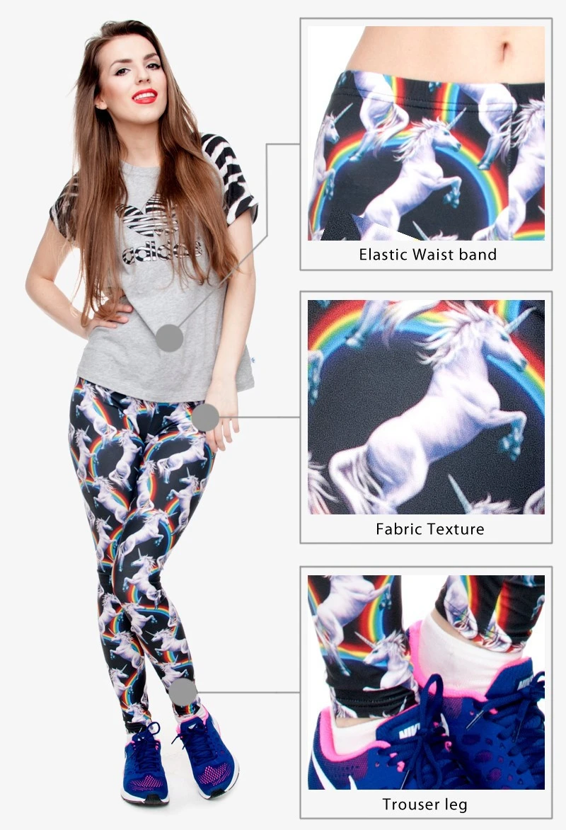 3D Printing Rainbow Unicorn Slim Legging -Unicorn Fashion