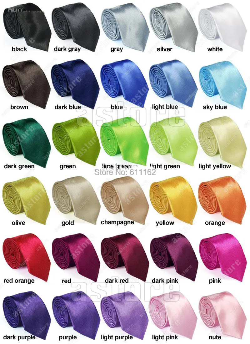 

gravatas de seda New Mens Skinny Solid Color Plain Satin Tie Necktie silk tie black and white necktie