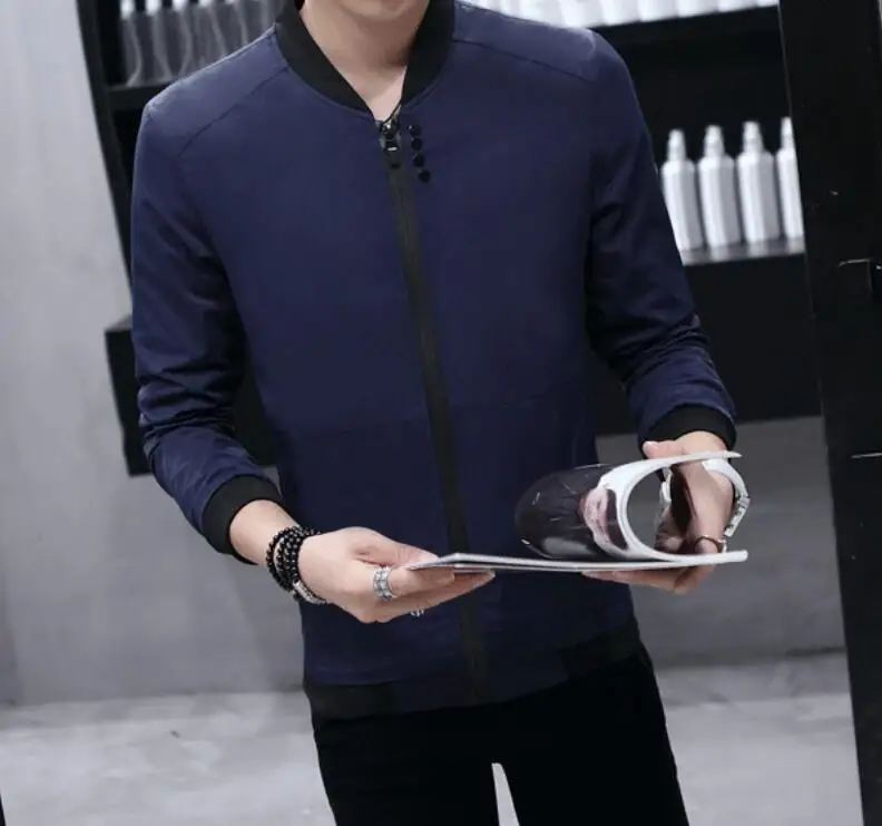 2019 New PB1707 Spring Autumn Casual Solid Slim Bomber Jacket Men Fashion Overcoat Baseball Jackets Men's Streetwear Jacket