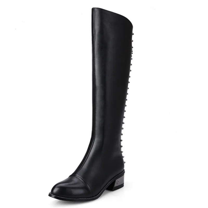 

LOVEXSS Woman Autumn Winter Metal Decoration Ankle Boots Fashion Plus Size 33 40 Martin Boots Black High Heeled Shoes 2018