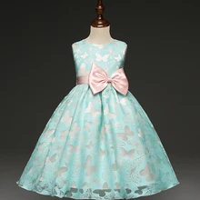 Платье для девочек; платья для маленьких девочек с бантом и синей бабочкой; платье для свадьбы; вечерние бальные платья для детей; элегантное платье принцессы; vestidos