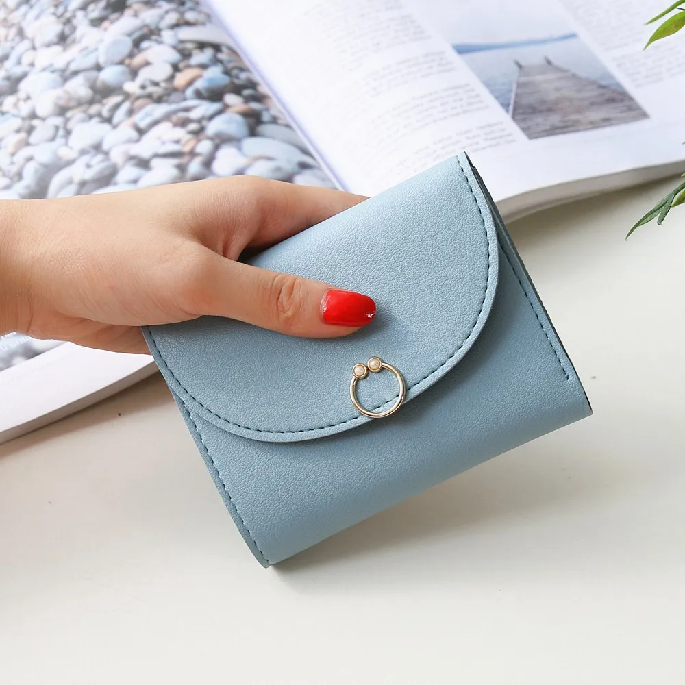 women's short women wallet button decoration mini wallet small folding PU leather female coin purse card package Ring 303 women's short women wallet button decoration mini wallet small folding PU leather female coin purse card package Ring 303