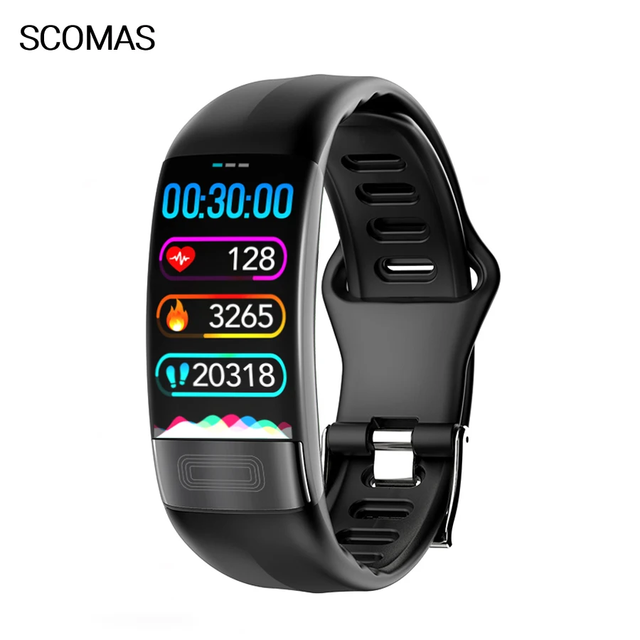 

SCOMAS ECG+HRV Smart Band 0.96"OLED Blood Pressure Heart Rate Monitor Fitness Activity Tracker IP67 Waterproof Smart Bracelet