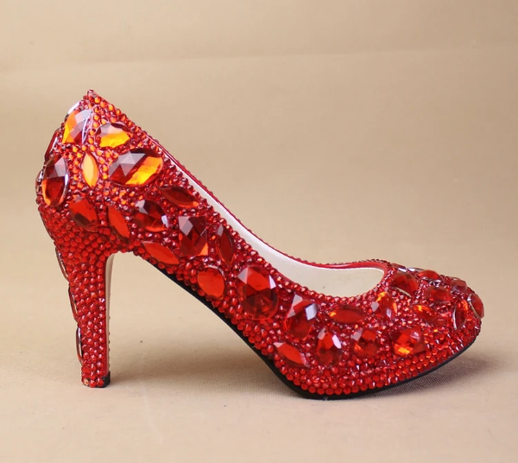 red sparkly platform heels
