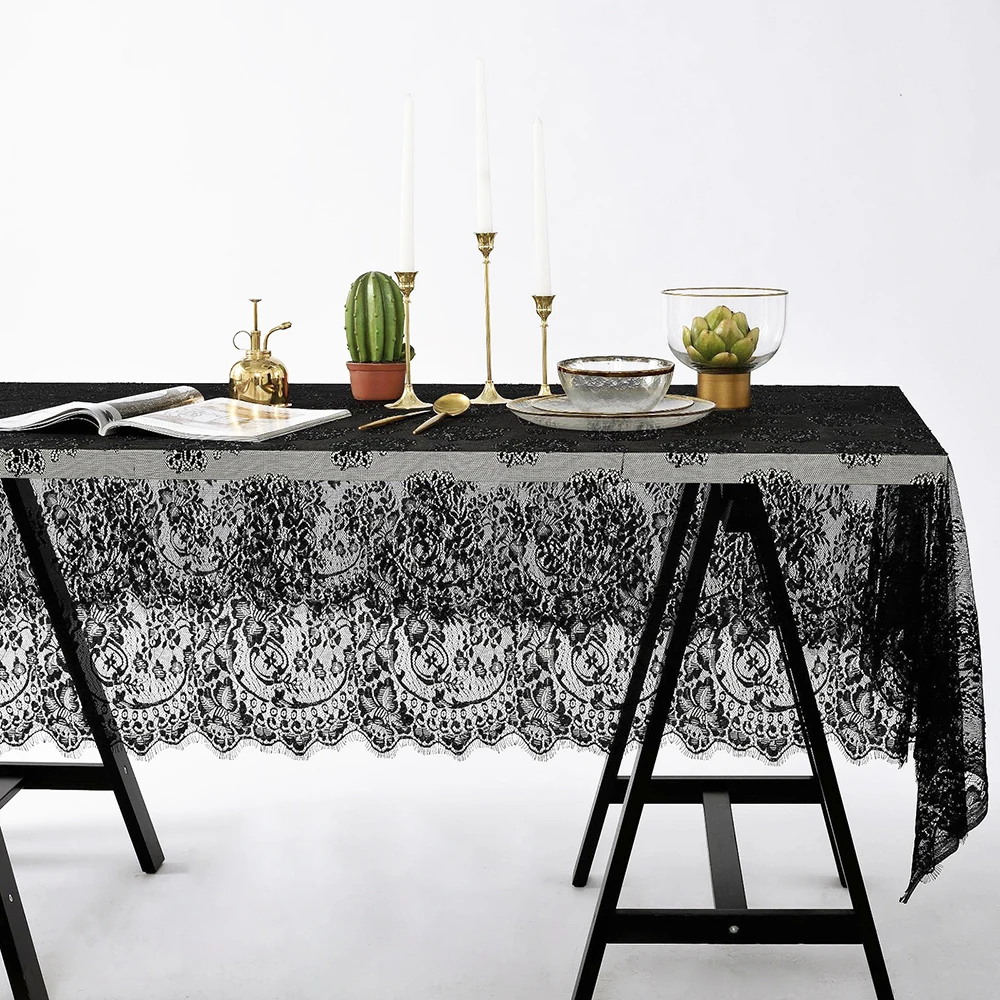 

Mesh Eyelash Lace Tablecloth Table Cover Rectangle Embroidered Table Cloth For Boho Wedding Festival Party Decor Home Textile