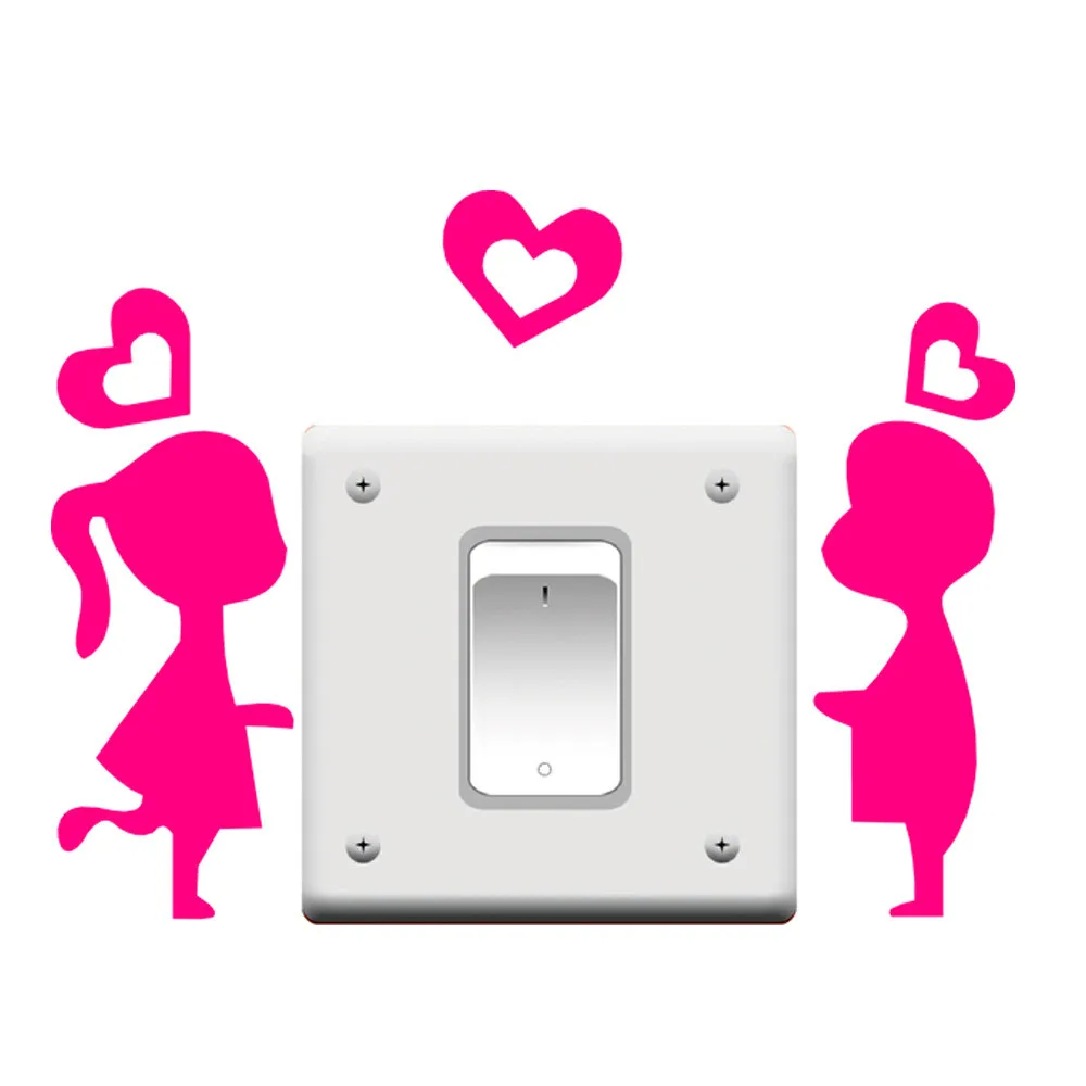 

3D Switch Sticker Boy and Girl wall stickers Cartoon waterproof wallpaper Room Window Wall Switch Vinyl Decal Home Decor 2018