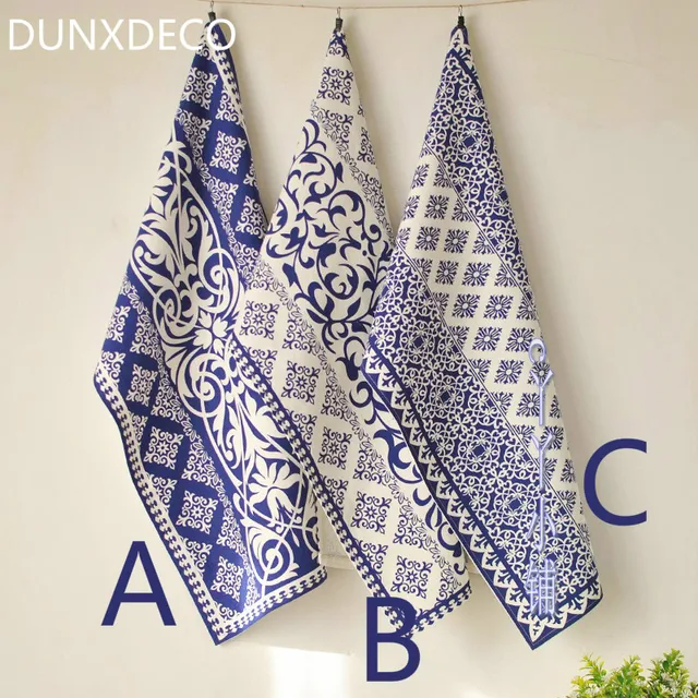 dunxdeco table placemat cotton tea towel napkin modern china blue