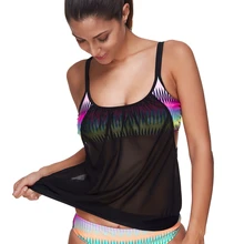 Сексуальный купальный костюм женский комплект из двух предметов танкини купальник винтажная пляжная одежда купальный костюм женский зигзаг сетка вставка танкини набор