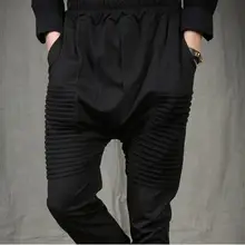Мужская одежда большего размера; ; Новинка; мужские брюки-Гарун; Стильные брюки для сцены; тонкие черные брюки для ног