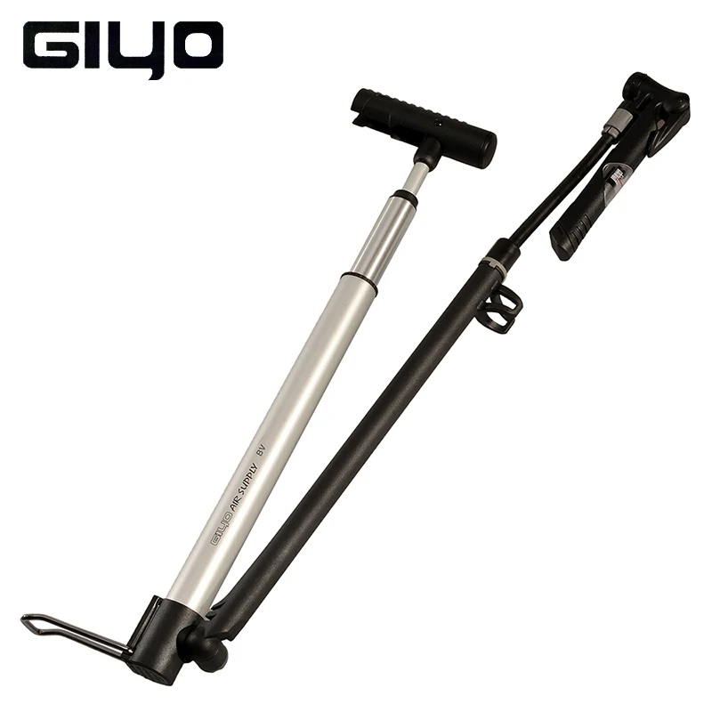 GIYO Cycling Bicycle Pump140 PSI MTB Foldable Bike Ball Aluminum Alloy Portable Floor Air Inflator Pump Presta / Schrader Valve GIYO Cycling Bicycle Pump140 PSI MTB Foldable Bike Ball Aluminum Alloy Portable Floor Air Inflator Pump Presta / Schrader Valve
