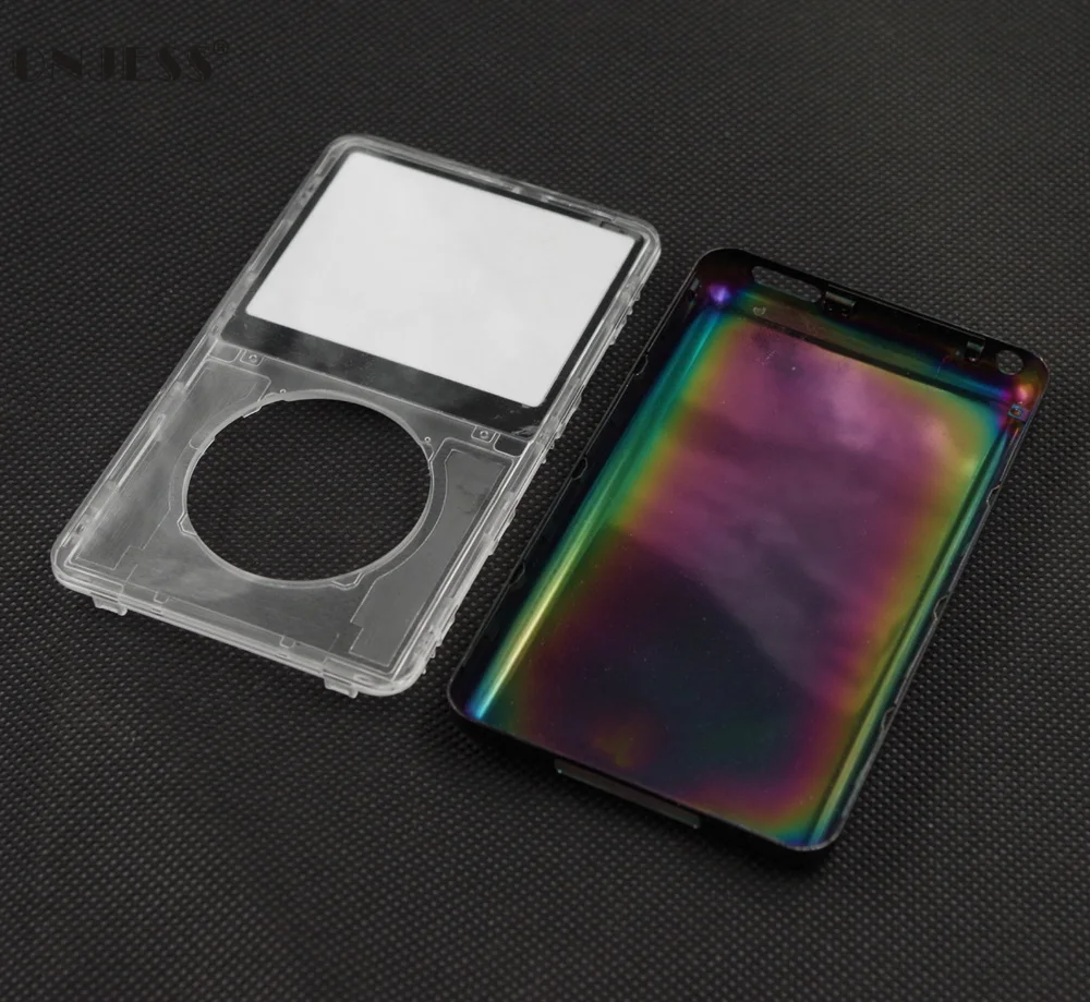 

Clear Crytal Transparent Plastic Front Faceplate Housing Black Metal Back Case for iPod 5th gen Video 30GB 60GB 80GB U2