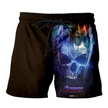 Мужские летние Мстители marvel Endgame 3D Повседневные Шорты с принтом танос Железный человек пляжные шорты для фитнеса с эластичной талией спортивные шорты с черепом